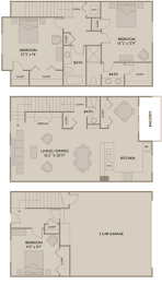 Floor Plan  3 bed 2.5 Bath 1668 square feet floor plan C